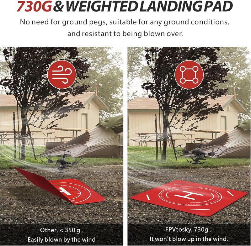 FPVtosky Nighttime Reflective Drone Landing Pad, Fast-fold Double Sided Waterproof Landig Pad Weighted for DJI Mini 5 Pro/ 4/3 Pro/Mini 4k / Mavic 4 / Air 3s/ Avata 2/ Neo/Flip(25 in) - Image 5